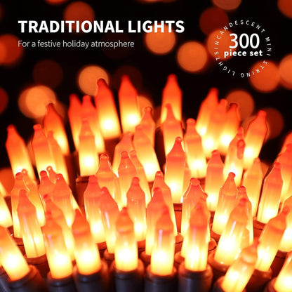 300LIGHTS(2*150L) ORANGE Extra-Bright With End Connectors Halloween Decorative Lights 19.44m UL Certified Mini String Light Set Waterproof for Halloween Home Garden Christmas Tree Party Patio