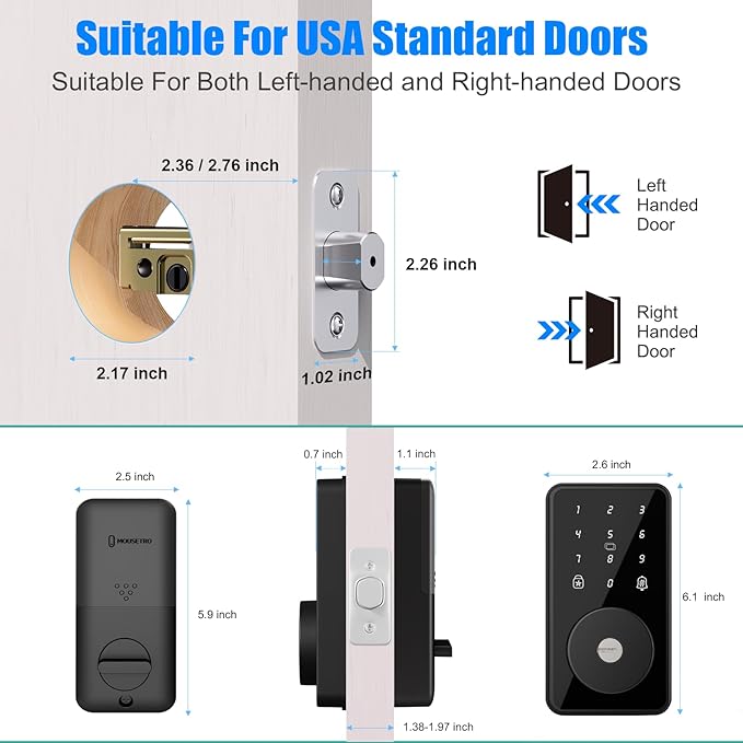 Smart Lock, 4-in-1 Keyless Entry Door Lock for Front Door, 6 Digital Code Door Lock with Keypad, Bluetooth Smart Deadbolt, App Control
