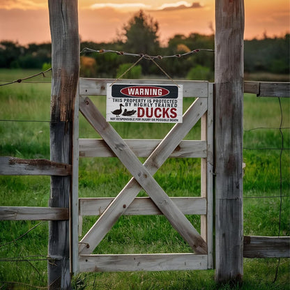 Funny Warning Signs, The Property is Protected By Highly Trained Ducks Sign, Decorative Wood Hanging Wood Plaque, Outdoor Warning Sign, Farm Yard Decor, Door Sign, Farmhouse Home Wall Decor