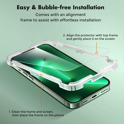 UNBREAKcable 2 Pack Screen Protector for iPhone 13 Pro Max/iPhone 14 Plus, Shatterproof Tempered Glass [Easy Installation Frame] [9H Hardness] [99.99% HD Clear] for iPhone 6.7"", UBMU611