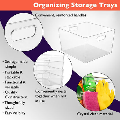 ClearSpace Clear Plastic Storage Bins – XL 6 Pack Perfect Kitchen or Pantry Organization Fridge Organizer and Storage Bins, Cabinet Organizers
