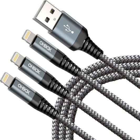 ohbox iPhone Charger 10FT 3Pack Long iPhone Charger Cable MFI Certified USB Lightning Cable Fast Charging Cord Compatible with iPhone 14/13/12/11/Pro/Max/Mini/X/Plus/8/7/6/5S/SE/Plus/iPad