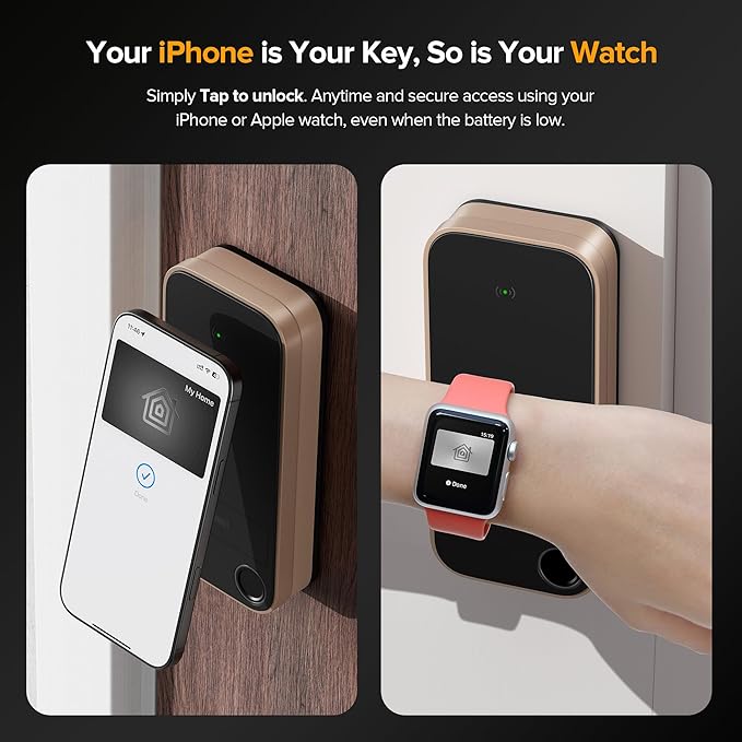 X1 Apple Home Key Lock, iOS ONLY Smart Keyless Entry HomeKit Door Lock with Fingerprint, Keypad Deadbolt Lock Works with HomeKit Over Thread (Border Router), IP65 Weatherproof, Titainium