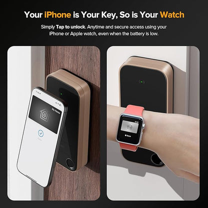 X1 Apple Home Key Lock, iOS ONLY Smart Keyless Entry HomeKit Door Lock with Fingerprint, Keypad Deadbolt Lock Works with HomeKit Over Thread (Border Router), IP65 Weatherproof, Titainium