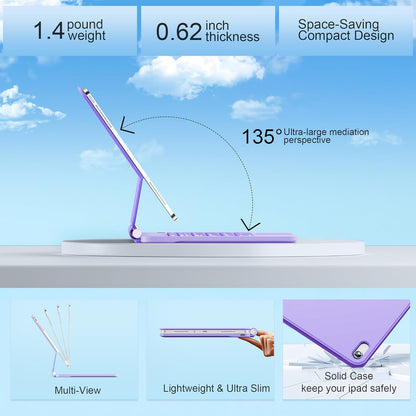 for iPad 11th (A16) & 10th Generation Case with Keyboard – Magic-Style Magnetic – Floating Cantilever Stand - Multi-Touch Trackpad Keyboard Case for iPad 11 inch 2025&10th Gen 10.9 inch (Light Purple)