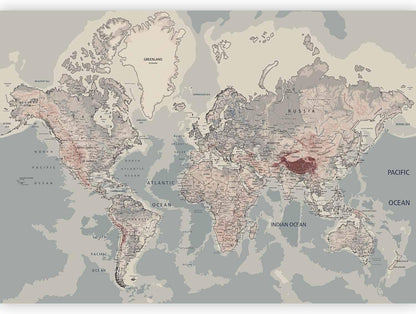artgeist Premium Wall Mural World Map 118x83 in - XXL Non-Woven Wallpaper Fleece Wall Decor Photo Print Picture Image Design Home Map of The World k-A-0061-a-c