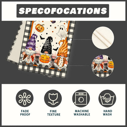 XCHI Spooky Boo Plaid Gnome Halloween Table Runner Party Table Decoration for Home Kitchen Dining Holiday Decor 13x60 Inch
