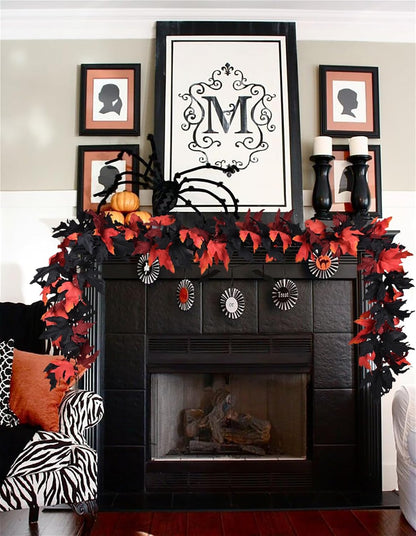 Lvydec 2 Pack Halloween Fall Maple Garland - 5.9ft/Piece Artificial Hanging Fall Leave Vines Garland Autumn Decor for Thanksgiving Home Wedding Party