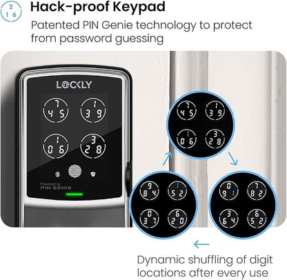 Lockly Secure Plus, Keyless Entry Door Lock, Smart Locks for Front Door, Smart Lock Deadbolt, PIN Genie® Keypad, 3D Biometric Fingerprint Sensor, Auto Lock Smart Door Lock