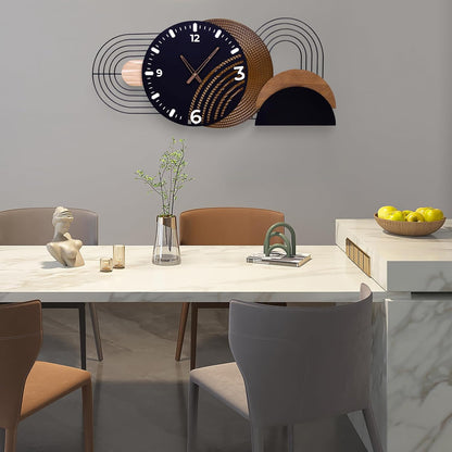 Extra Large Wall Clock, Modern Iron and Metal Decorative Clocks for Living Room, Silent Non-Ticking Big Hanging Clock, Battery Operated Wall Decor Gift Idea-39.3X17.7inch