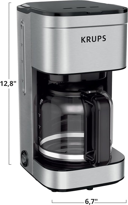 KRUPS Coffee Maker 10 Cups Simply Brew Stainless Steel Drip Coffee Maker,900 Watts-Coffee Filter,Drip Free,Dishwasher Safe Pot,Black & Silver,(Pack of 2)