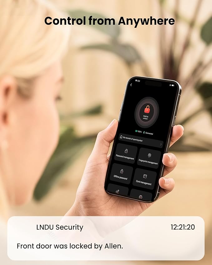 Smart Locks for Front Door, Keyless Entry Door Lock, Supports Apple HomeKit, Fingerprint Unlock, Remote Control via App, Auto Unlock, keypad deadbolt, Long Battery Life & Auto-Lock