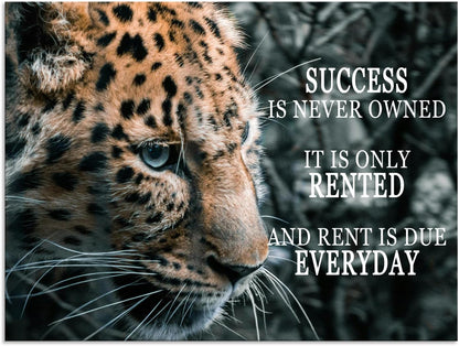 Motivational Wall Decor Success Entrepreneur Quotes Posters Success Is Rented Inspirational Wall Art For Office Living Room Bedroom Office Bathroom Canvas Print Framed Ready to Hang[18" W X 24" H]