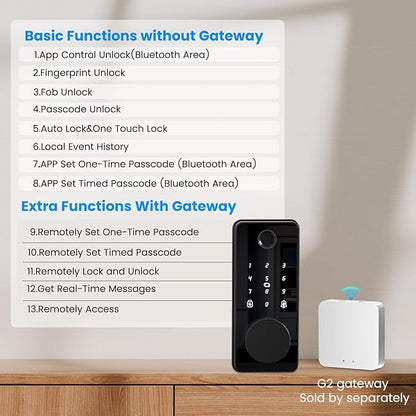 Keyless Entry Door Lock, Biquole Smart Lock with App Control, Fingerprint Door Lock, Electronic Keypad Deadbolt, Auto & One Touch Lock | Digital Smart Door Locks | Easy Installation | IP54 Waterproof