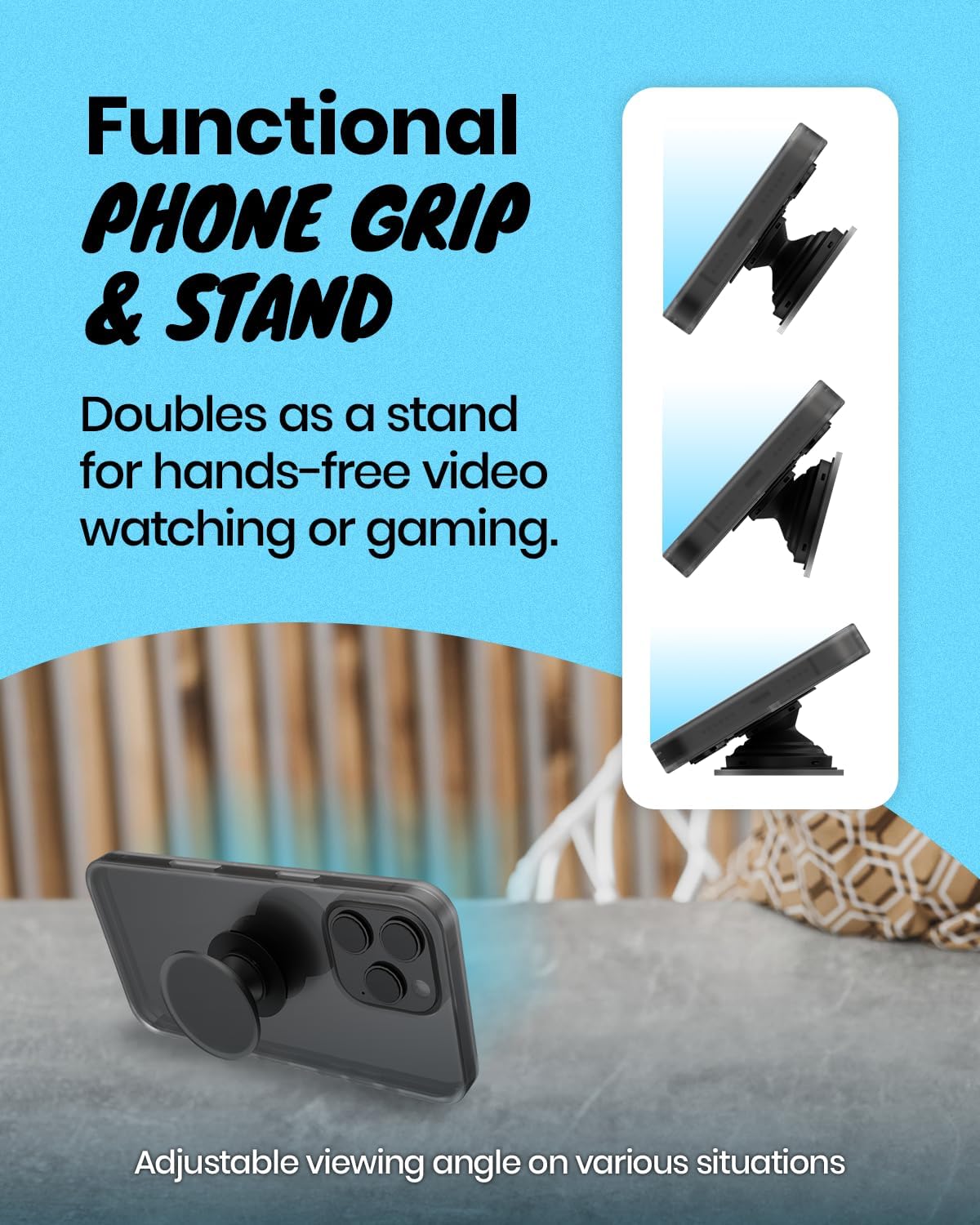 Solid Color Button Phone Grip – Minimalist Design, Durable and Lightweight, Grip and Stand for Smartphones (Hot Pink, Adhesive Type)