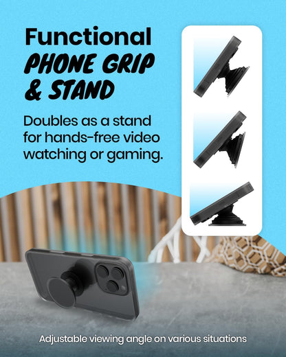 Solid Color Button Phone Grip – Minimalist Design, Durable and Lightweight, Grip and Stand for Smartphones (Black, Adhesive Type)