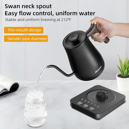 Panana Electrick Kettle, Gooseneck Electric Kettle Temperature Control with LCD Display, Pour Over Coffee Tea Kettle, Fast Heating, Overheat Protection, Memory Function,0.8L