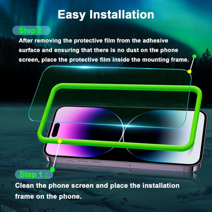 Blue Light Screen Protector for iPhone 14 Pro (6.1")*2 Pack + 2 Pack Camera Lens Protector,Eye Protection,HD Blue Light Blocking Tempered Glass Film, No Bubble, with Easy Installation Kit