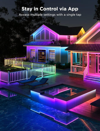 Govee Outdoor LED Strip Lights RGBIC with Warm and Cold White, 32.8ft 2.4G WiFi Smart Outdoor Lights, IP65 Waterproof, Work with Alexa and Google Assistant, App Control, for Porch, Patio, Eave, Party