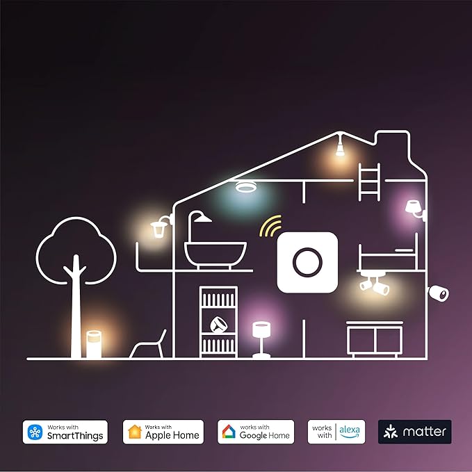 PHILIPS Hue Essential Starter Kit: Hue Bridge, 2 Essential E26 Smart Bulbs, White & Color Ambiance, 2200K-6500K, Dimmable LED Bulbs, Works with Alexa, Google Assistant, Samsung SmartThings, Apple Home