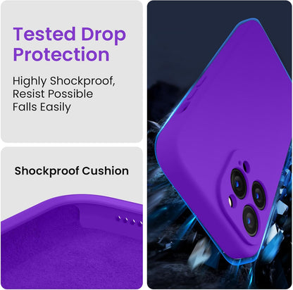 FireNova Designed for iPhone 13 Pro Max Case, Silicone [Camera Protection] Phone Case with [2 Screen Protectors], Soft Anti-Scratch Microfiber Lining Inside, 6.7 inch, Neon Purple