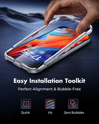 UNBREAKcable 2-Pack Screen Protector for iPhone 16 Pro Max, Double Shatterproof Tempered Glass [Easy Installation Frame] [9H Hardness] [99.99% HD Clear] [Case Friendly] for iPhone 6.9 inch