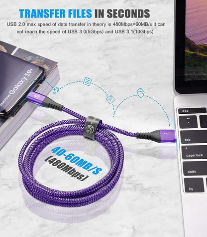 sweguard USB Type C Charger Cable [3-Pack,10ft+6.6ft+3.3ft] iPhone 16 Charger Nylon Braided Cord for iPhone 16 15 Pro Max Plus Samsung Galaxy S24 S23 S22 S21 S20 S10 Note 20 10 A54 Pixel LG Moto PS5