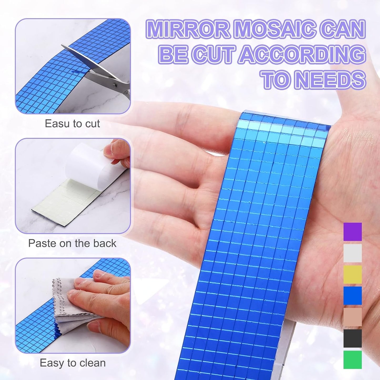 MECCANIXITY Self Adhesive Glass Mirror Mosaic Tiles 3200 Pcs 5 x 5 mm Disco Tiles for Craft Decoration Glass Mirror Disco Ball Green 2 Pcs
