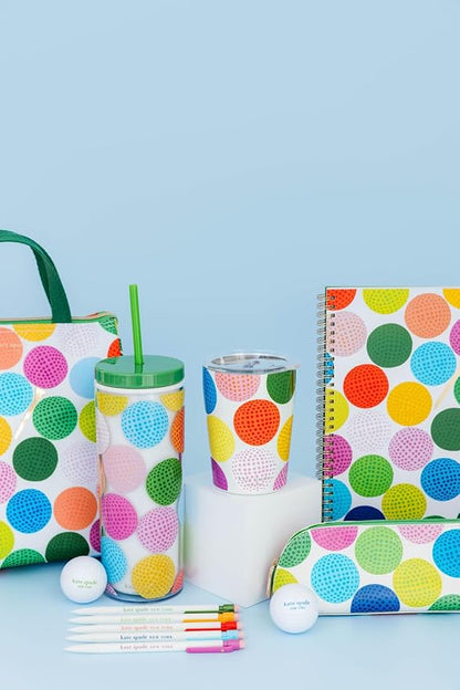 kate spade new york Cute Lunch Bag for Women, Large Capacity Lunch Tote, Adult Lunch Box with Silver Thermal Insulated Interior Lining and Storage Pocket (Mini Golf)