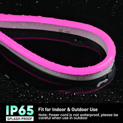 GZBtech Flexible LED Neon Rope Lights 66FT,AC 110-120V Waterproof Strip Light, 120 LEDs/M Cuttable Connectable Neon Lighting for Indoor Outdoor Home Decor/Commercial Building Use-Pink 20M