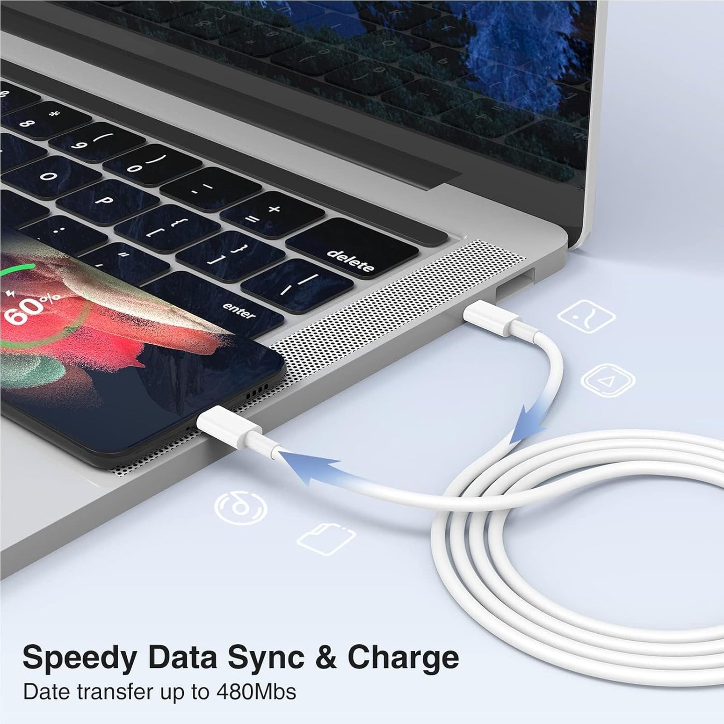 3-Pack [3.3FT+10FT+10FT] 60W USB C to USB C Cable, Type C to Type C Cable,Fast Charging Cable for iPhone 16 15 Pro Plus Pro Max，for Galaxy S24 S23, for iPad Pro/Air, for MacBook Pro/Air and More