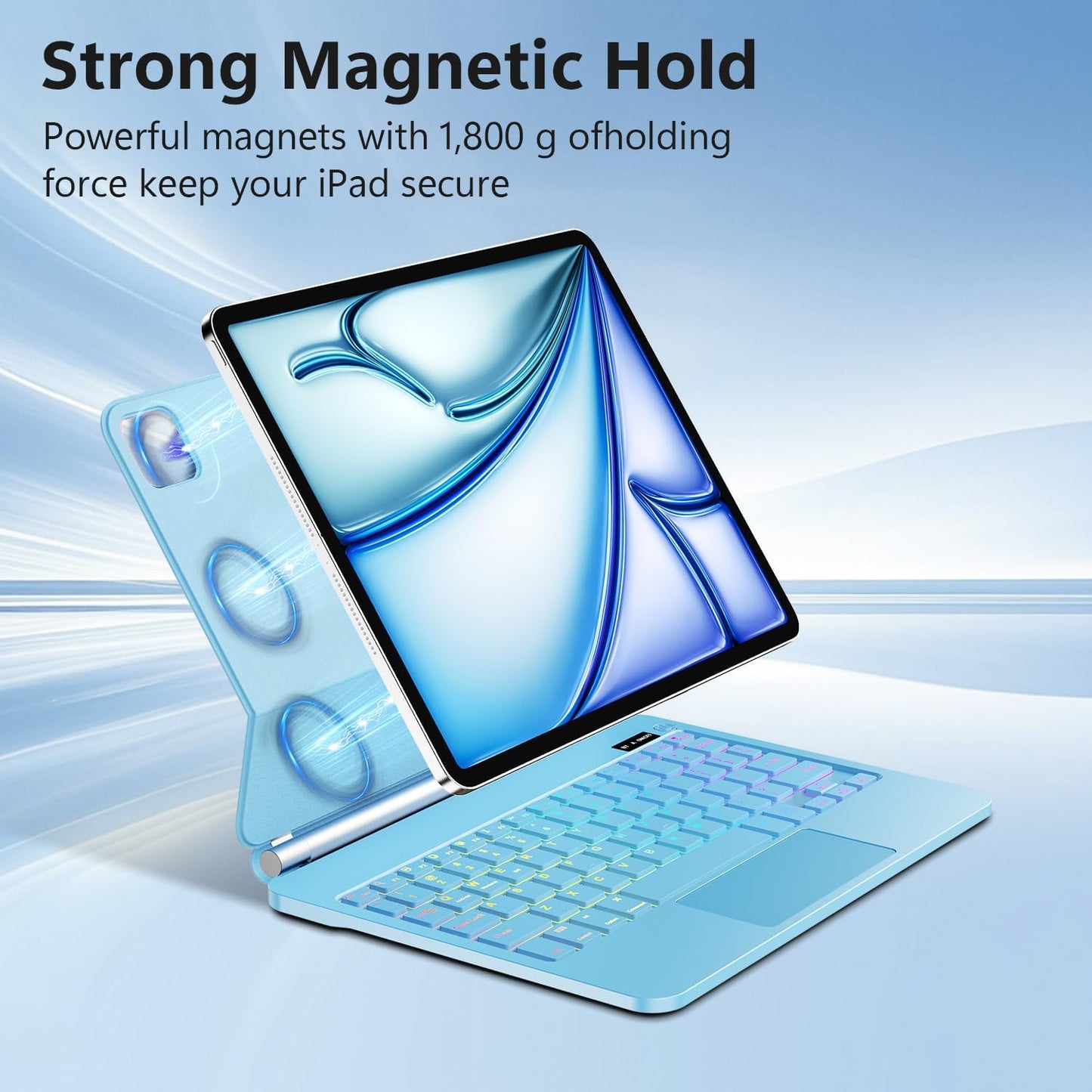 for iPad Pro 11 inch Case with Keyboard,Keyboard Case for iPad Air 11 inch (M2) 2024 & iPad Pro 11 in (1st/2nd/3rd/4th Gen),Magic-Style Magnetic - Backlit Keyboard (Blue)