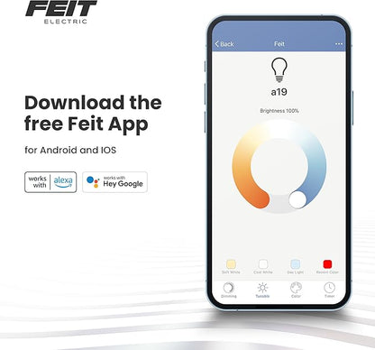 Feit Electric PAR38/RGBW/CA/AG 90 Watt Equiv, 2.4 GHz WiFi Only, No Hub Required, Color Changing and Tunable White