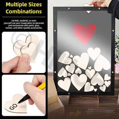 Hilitchi 300Pcs 5Sizes Unfinished Wooden Hearts Wood Hearts Craft Unfinished Wooden Hearts Ornanents Wooden Hearts Shape Blank Wood Ornaments Cutout Blank Wood for DIY Art Crafts Home Decorations