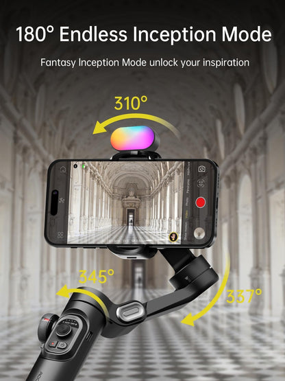 Gimbal stabilizer for Smartphone,Gesture Control/face Tracking,Magnetic Fill Light,Foldable Handheld Phone Gimbal,3-axis stabilizer TikTok YouTube Vlog Recording XE kit