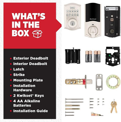 Kwikset HomeConnect 620 Z-Wave Long Range Enabled Keypad Smart Lock Convenient Keyless Entry, Customizable User Codes, Ring Alarm Compatible, Hub Required, Sold Separately Satin Nickel Traditional