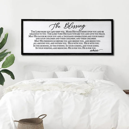 The Blessing Christian Song Lyrics Wall Decor 32"×12" Bible Verse May The Lord Bless You Scripture Wall Art Sign (Black)