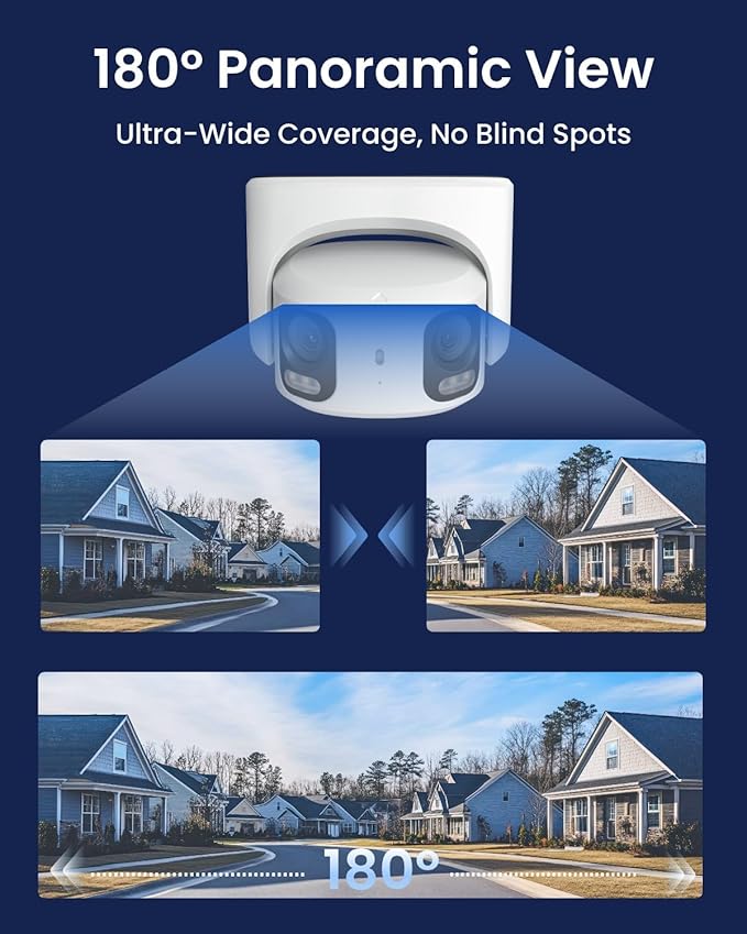 REOLINK RP-PCT8MD Dual-Lens PoE Camera, 4K/8MP Ultra HD, 180° Panoramic View, Color Night Vision, Perimeter Protection, AI Video Search, Smart Detection for Person/Vehicle/Animal, Two-Way Talk