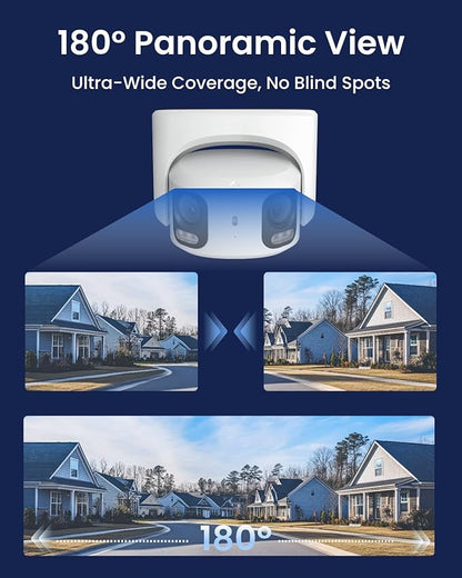 REOLINK RP-PCT8MD Dual-Lens PoE Camera, 4K/8MP Ultra HD, 180° Panoramic View, Color Night Vision, Perimeter Protection, AI Video Search, Smart Detection for Person/Vehicle/Animal, Two-Way Talk