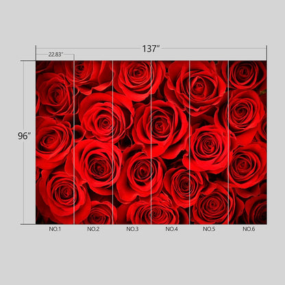 Red Rose Floral Wallpaper Peel and Stick Wall Mural for Bedroom Living Room - 96"x137"