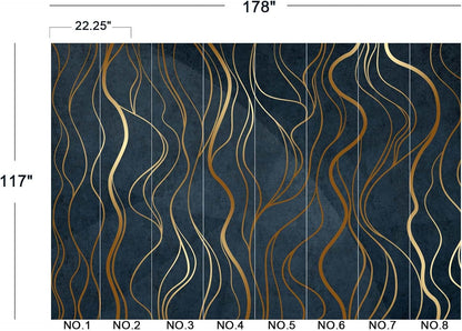 Simple Golden Lines Wall Mural Wallpaper for Bedroom 178" x 117"