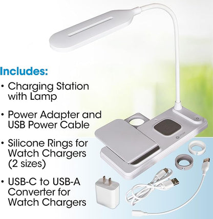 Ottlite LED Desk Lamp with Multi-Device Charging Station, White