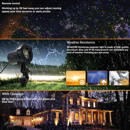 Christmas Laser Lights, Outdoor Garden Laser Lights Projector with Moving RGB Waterproof for Christmas Holiday