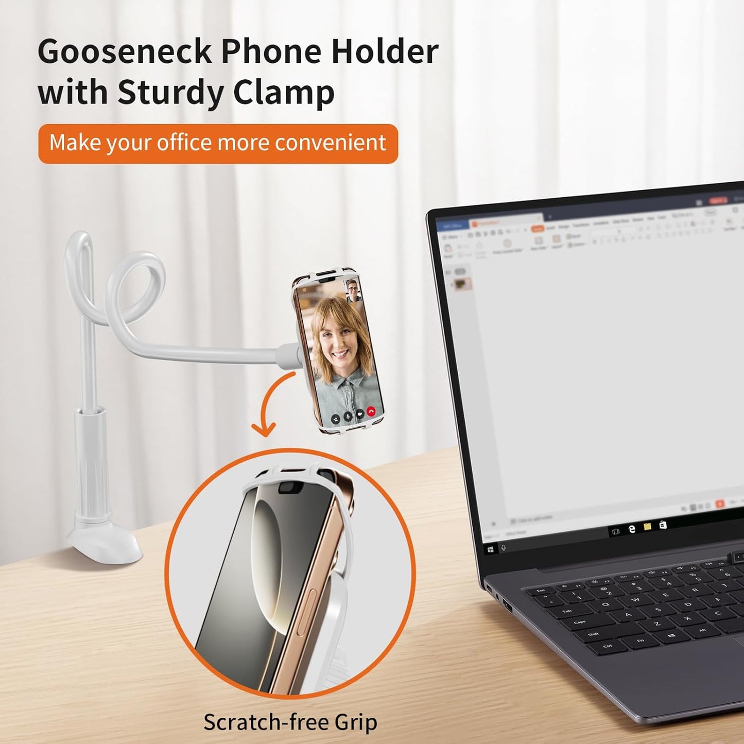Gooseneck Kindle Holder for Reading in Bed - [Anti-Slip] Phone Holder for Bed, Kindle Stand Accessories, for iPad mini Stand for Desk, for Paperwhite Oasis Tablets 4-10.5 inches