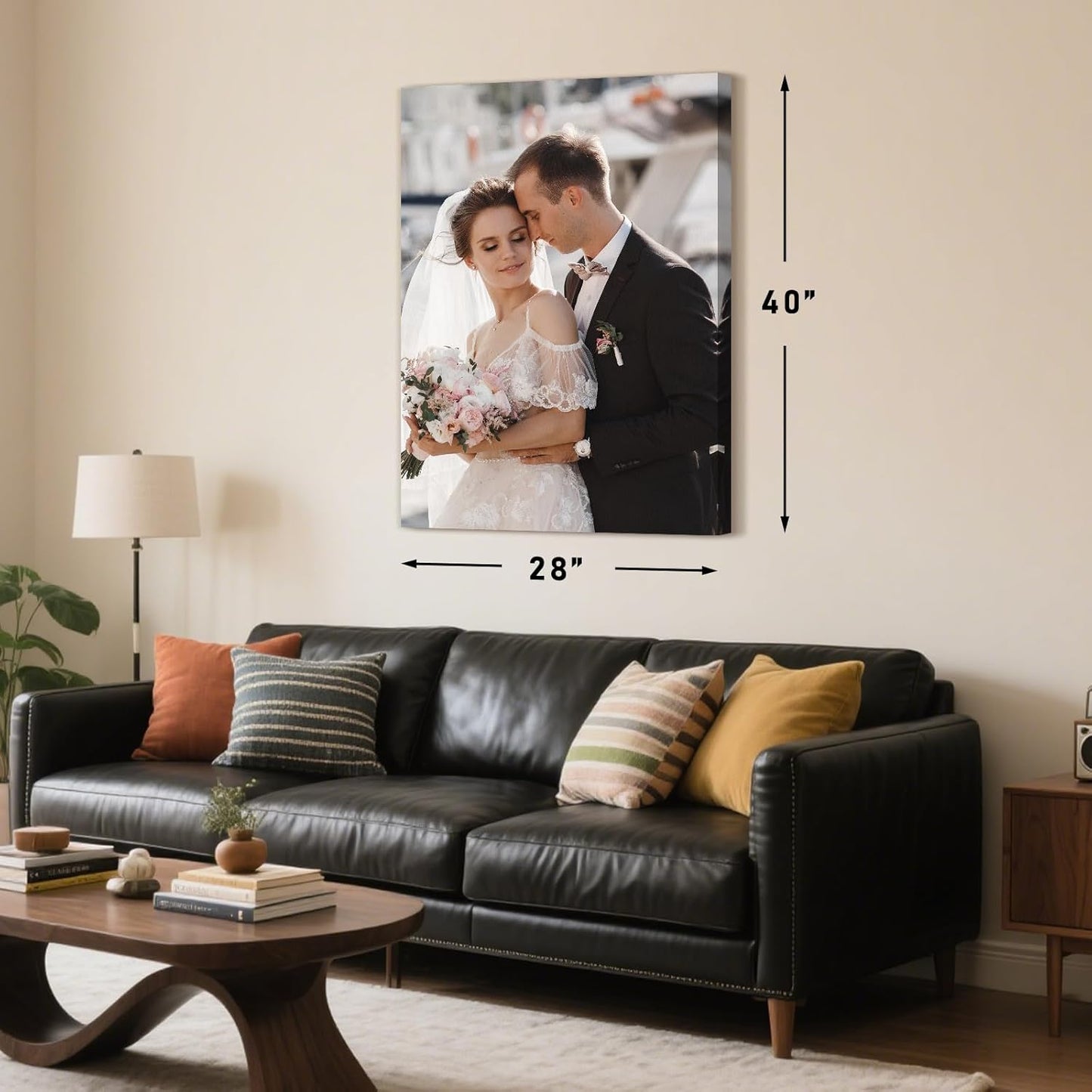 Personalized Custom Canvas Prints with Your Photos & Text, Customized Picture Print, Transform Own Images Into Framed Wall Art Digitally Printed Photo to Canvas, Keepsakes Gifts for Family 28x40’’