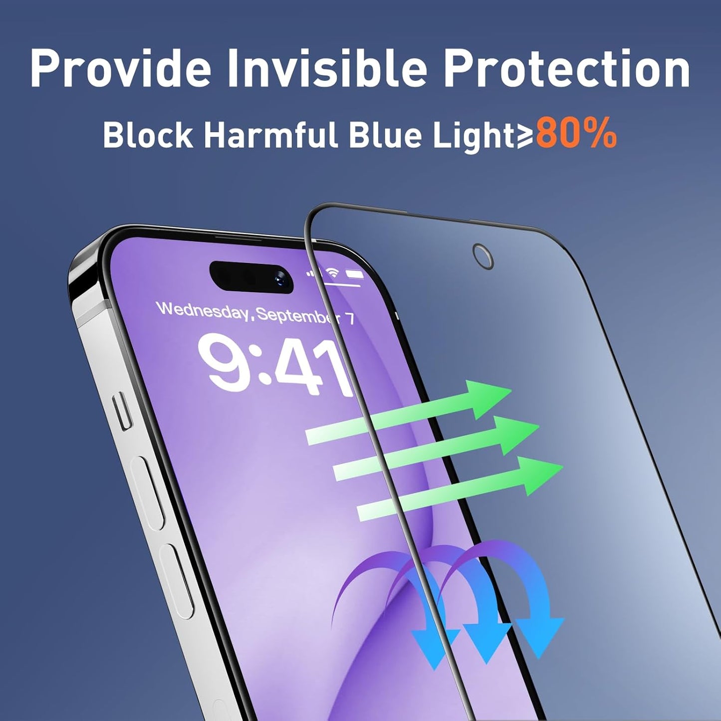 MOCOLL 2PCS for iPhone 14 Screen Protector 6.1 inch Anti Blue Light HD Clear Full Screen Film Eye Protection Easy to Install 9H Hardness Anti-scratch Bubble-free Tempered Glass