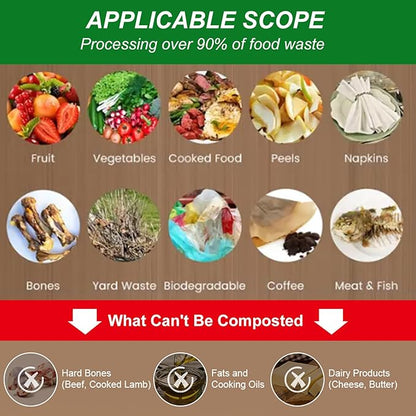 Food Waste Electric Composter,For Kitchen,Double Blade Grinding,2 Conversion Mods:Thermal Driving Mode/Biological Mode,110V