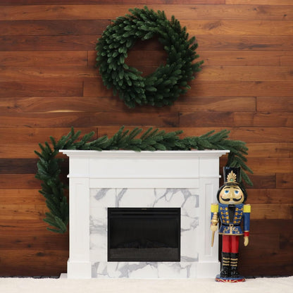 Fraser Hill Farm 24-in. Green Fir Wreath, No Lights | Festive Christmas Holiday Decorations | Indoor Hanging Decor for Doors, Fireplace Mantels | FFGF024WR-0GR