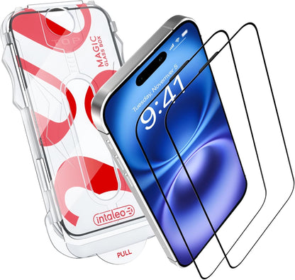 Screen Protector for iPhone 16 – Full Edge-to-Edge Protection Tempered Glass Screen Saver for iPhone 16 with Applicator, 9H Hardness, Oleophobic Coating - iPhone 16 accessories - Black