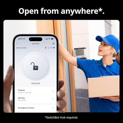 SwitchBot Smart Lock Pro Keyless Entry Door Lock, Smart Deadbolt Retrofit for Existing Deadbolt, No-Drill Install for Renters, Auto-Lock, Add Hub (Sold Separately) for Matter Siri, Alexa & Google